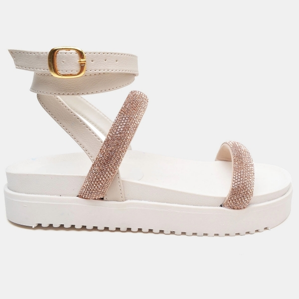 Sandália Rasteira Feminina Off White "JADE" 2060DB