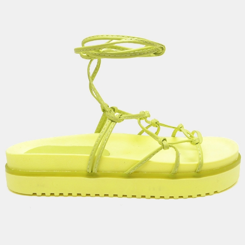 Sandália Papete Flatform de Amarrar Verde Lima "KHALIFA" 2041DB