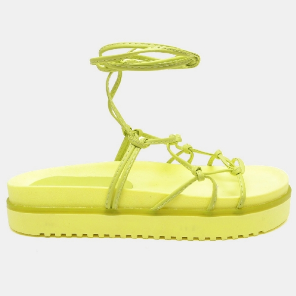 Sandália Papete Flatform de Amarrar Verde Lima "KHALIFA" 2041DB