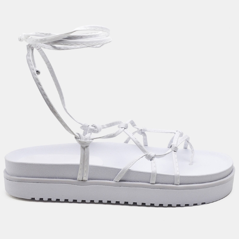 Sandália Papete Flatform de Amarrar Branco "KHALIFA" 2041DB