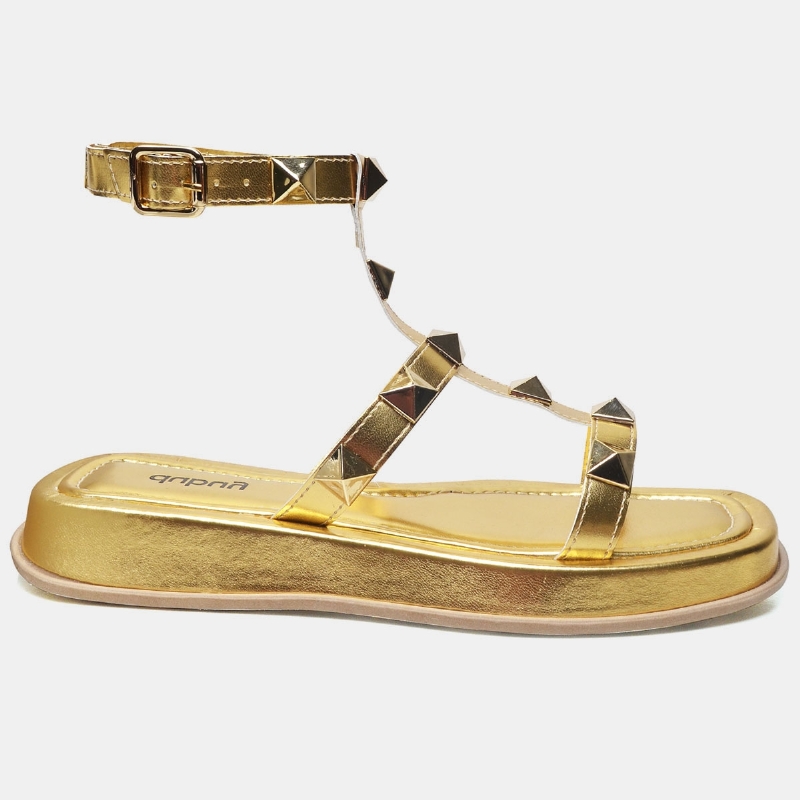 Sandália Plataforma Pirâmide Feminina Dourado "ZOE" 2053DB
