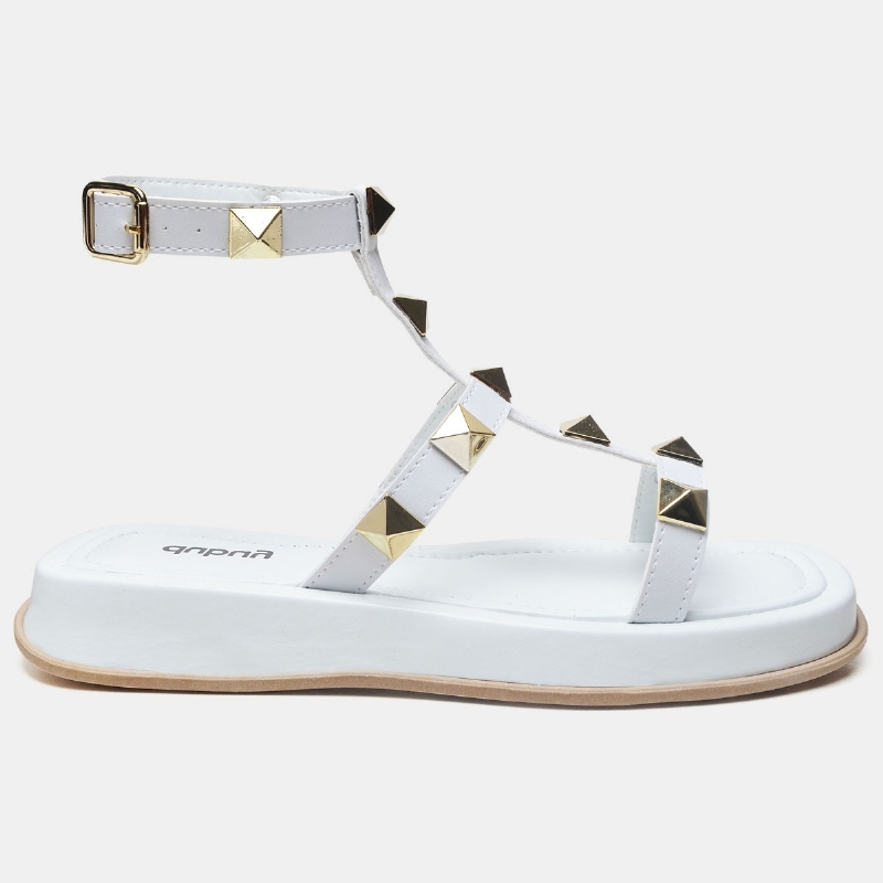 Sandália Plataforma Pirâmide Feminina Branco "ZOE" 2053DB