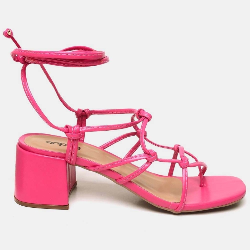 Sandália Gladiadora de Salto Feminino Rosa Pink "MEGAN" 300DB