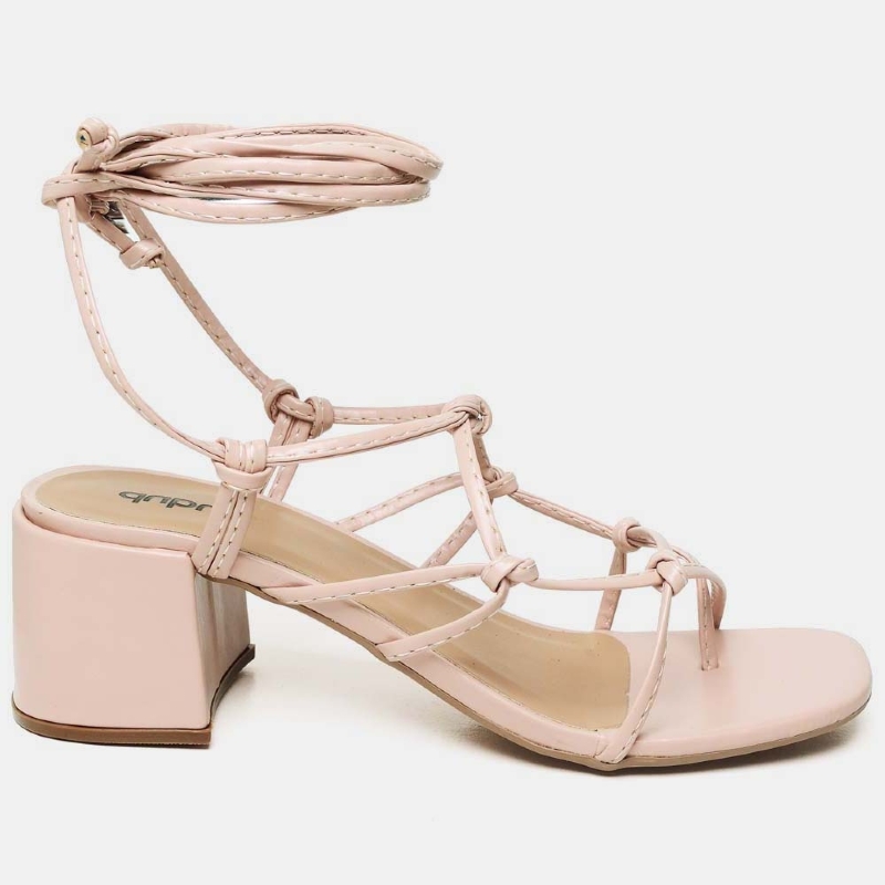 Sandália Gladiadora de Salto Feminino Nude "MEGAN" 300DB