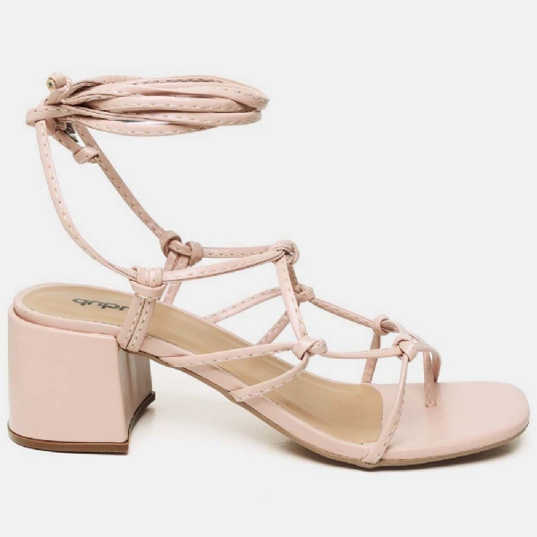 Sandália Gladiadora de Salto Feminino Nude "MEGAN" 300DB