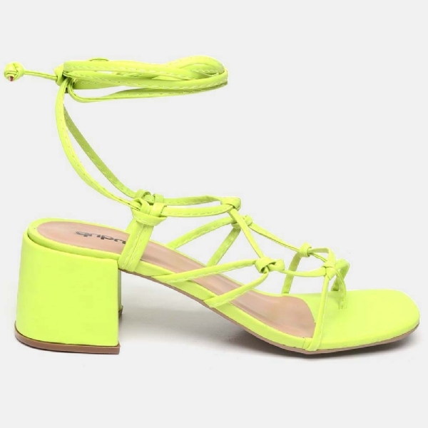 Sandália Gladiadora de Salto Feminino Verde Lima "MEGAN" 300DB