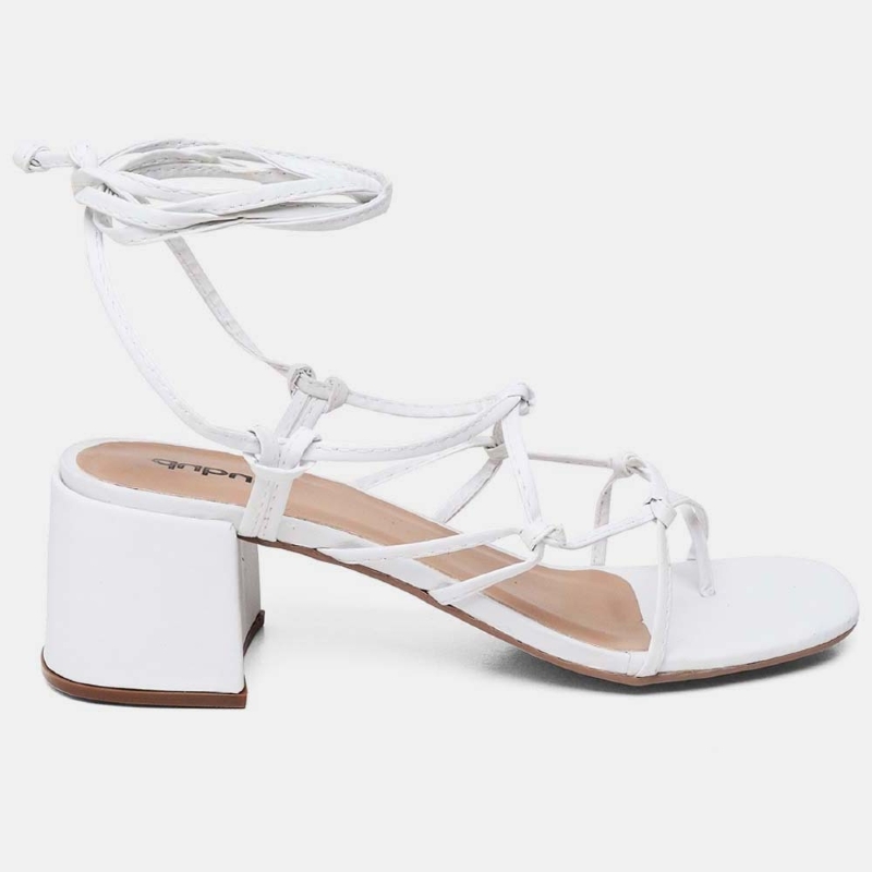 Sandália Gladiadora de Salto Feminino Branco "MEGAN" 300DB