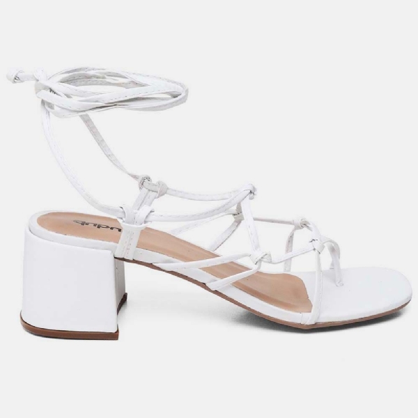 Sandália Gladiadora de Salto Feminino Branco "MEGAN" 300DB