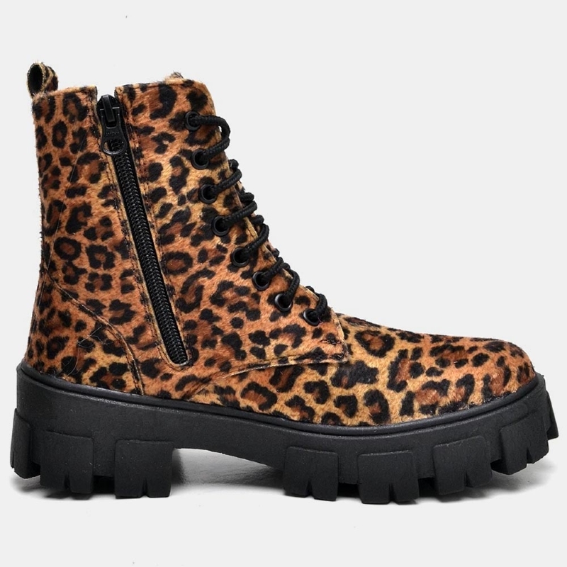 Bota Coturno Tratorado Feminino Animal Print "MAMBA" 1104DB