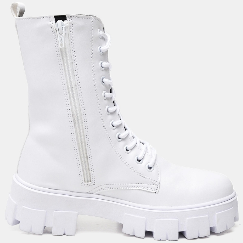 Bota Coturno Feminino White Cano Alto "Nevasca" 1801DB