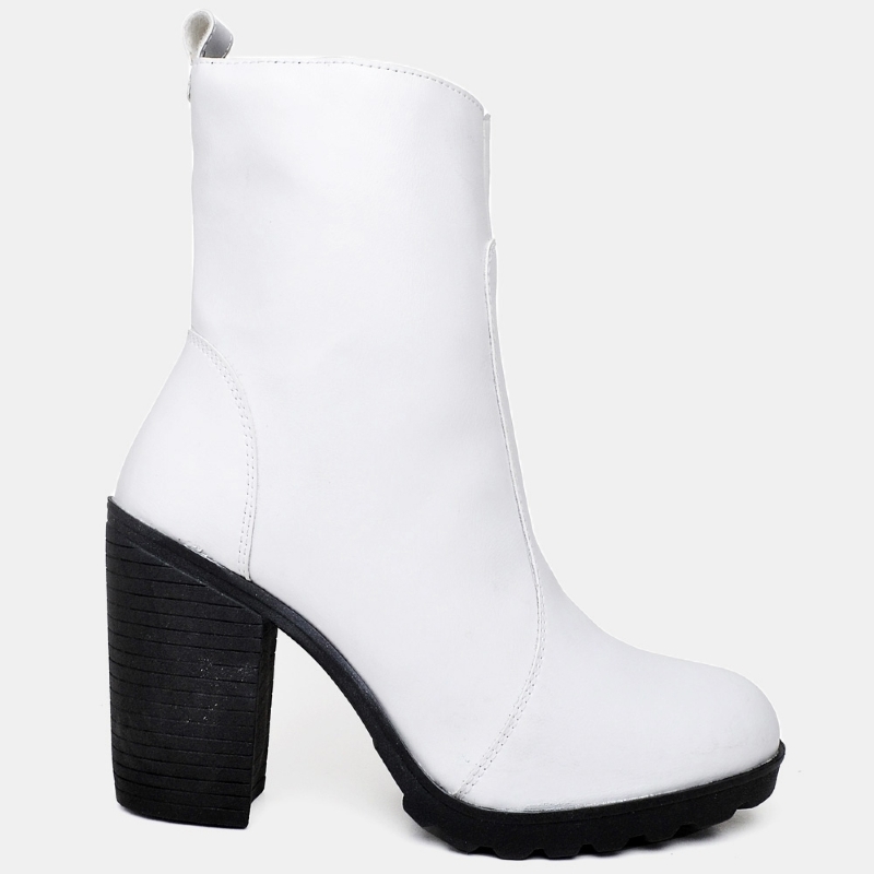Bota Coturno de Salto Feminino Branco "KATE" 1008DB