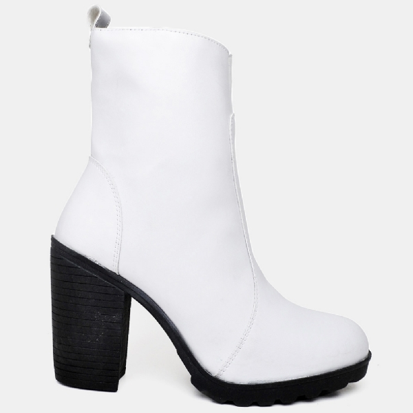 Bota Coturno de Salto Feminino Branco "KATE" 1008DB