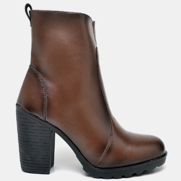 Bota Coturno de Salto Feminino Marrom "KATE" 1008DB