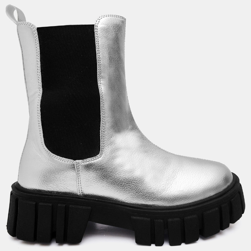 Bota Coturno Tratorado Feminino Prata "HILLS" 1506DB
