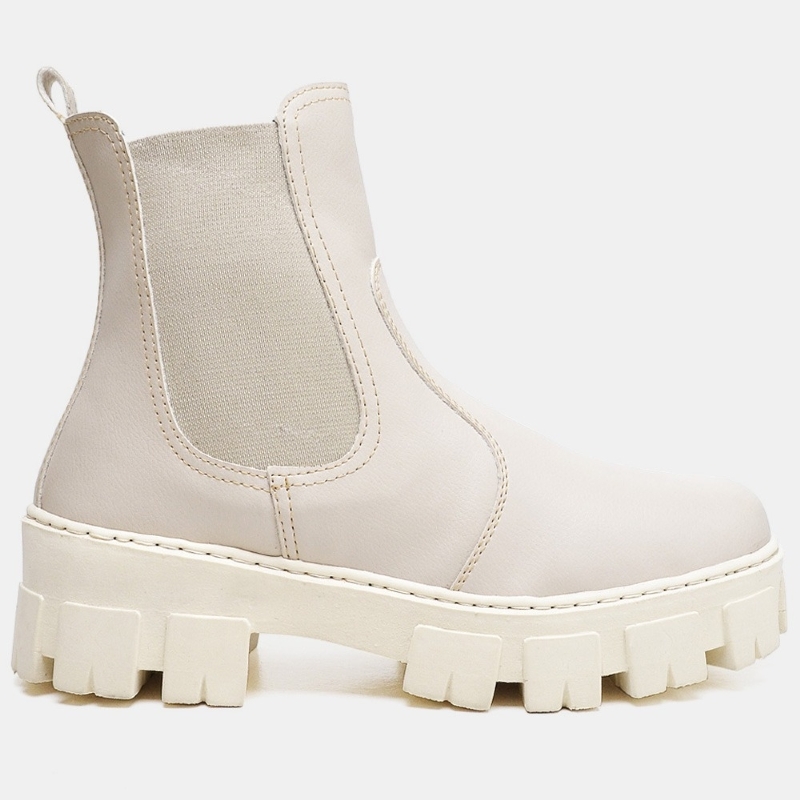 Bota Coturno Feminino Tratorada Off-White "DROP" 1504DB