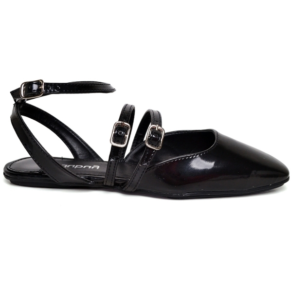 Sapatilha de Boneca Preto Feminina "ANNA" 1306DB