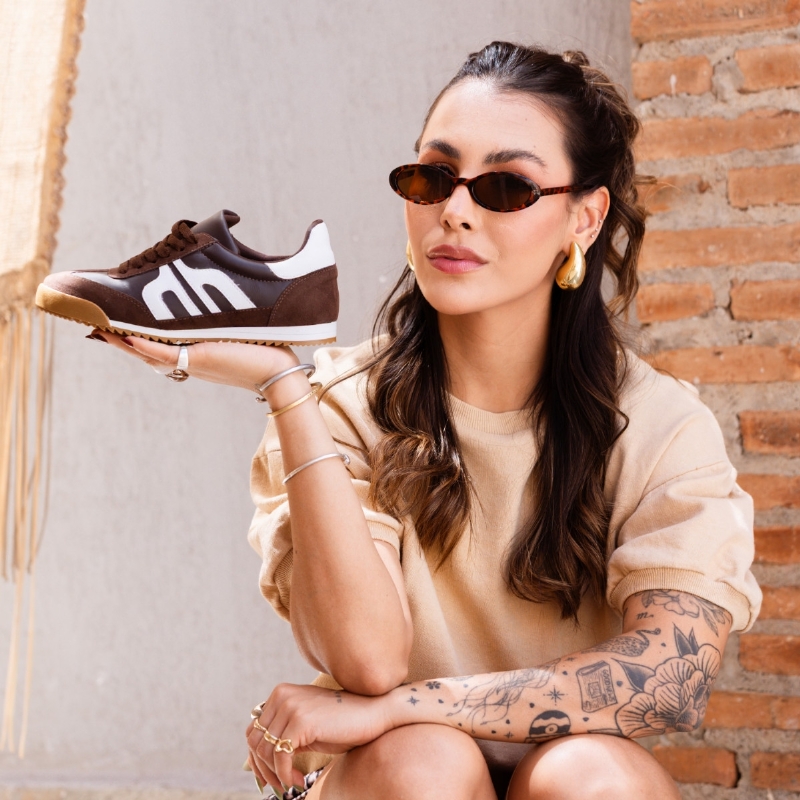 Tênis Jogger Feminino Tratorado Marrom "BONE" 044DB