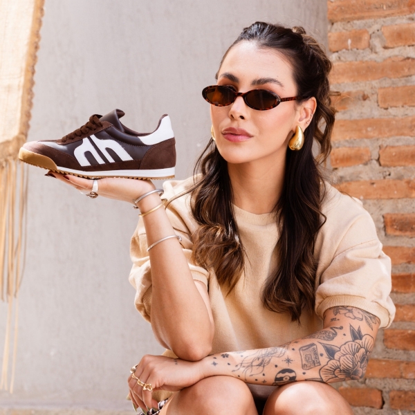 Tênis Jogger Feminino Tratorado Marrom "BONE" 044DB