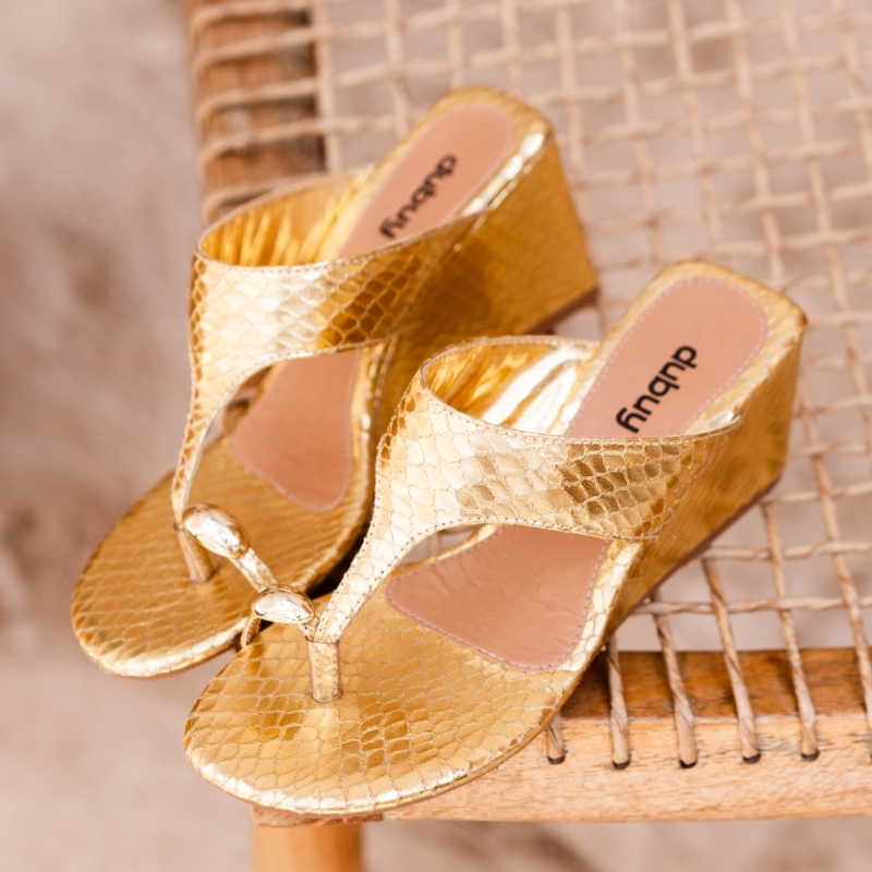 Sandália Tamanco Feminino Dourado "JASMIM" 2114DB