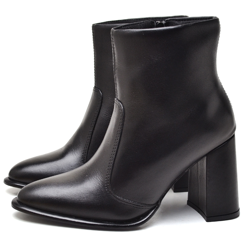 Bota Cano Baixo Couro Legitimo Preto 1728DB