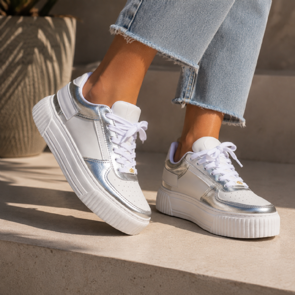 Tênis Sneacker Feminino Prata "SUN" 031DB