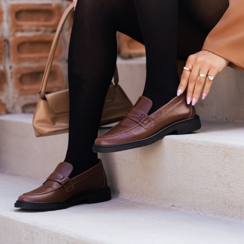 Sapato Mocassim De Salto Feminino Marrom "EVA" 1416DB