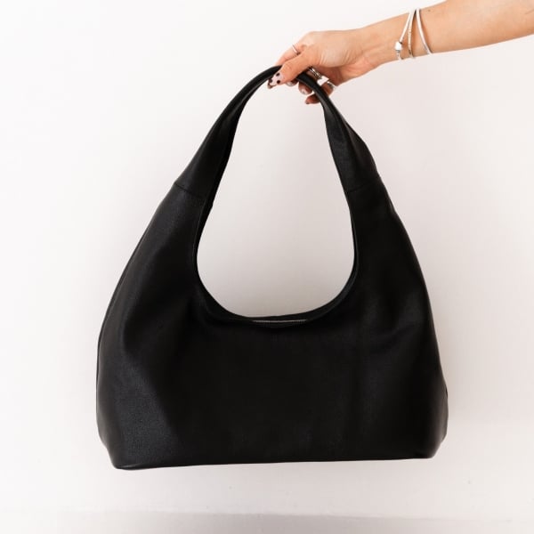 Bolsa Grande Couro Legítimo Preto "GAYA" 402DB