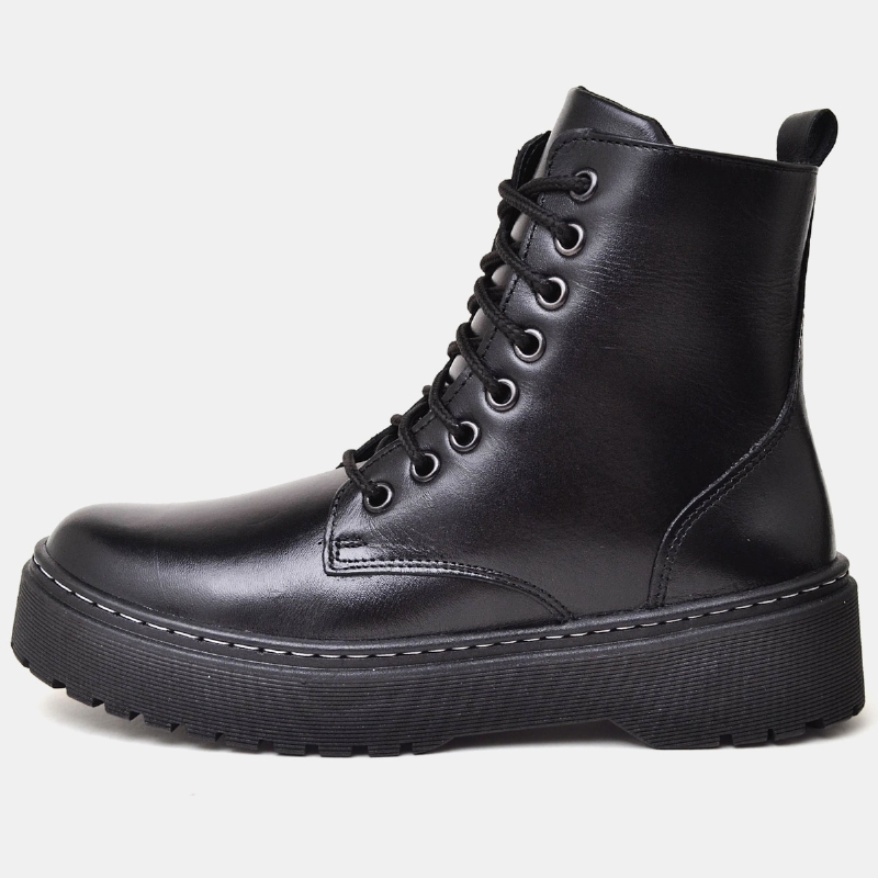 Bota Coturno Feminino Preto Couro Legítimo 1108DB