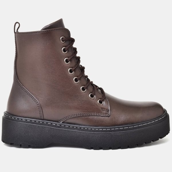 Bota Coturno Feminino Marrom Couro Legítimo 1108DB