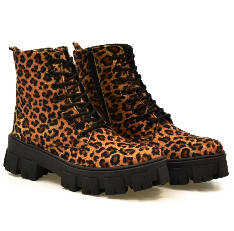 Bota Coturno Tratorado Feminino Animal Print "MAMBA" 1104DB