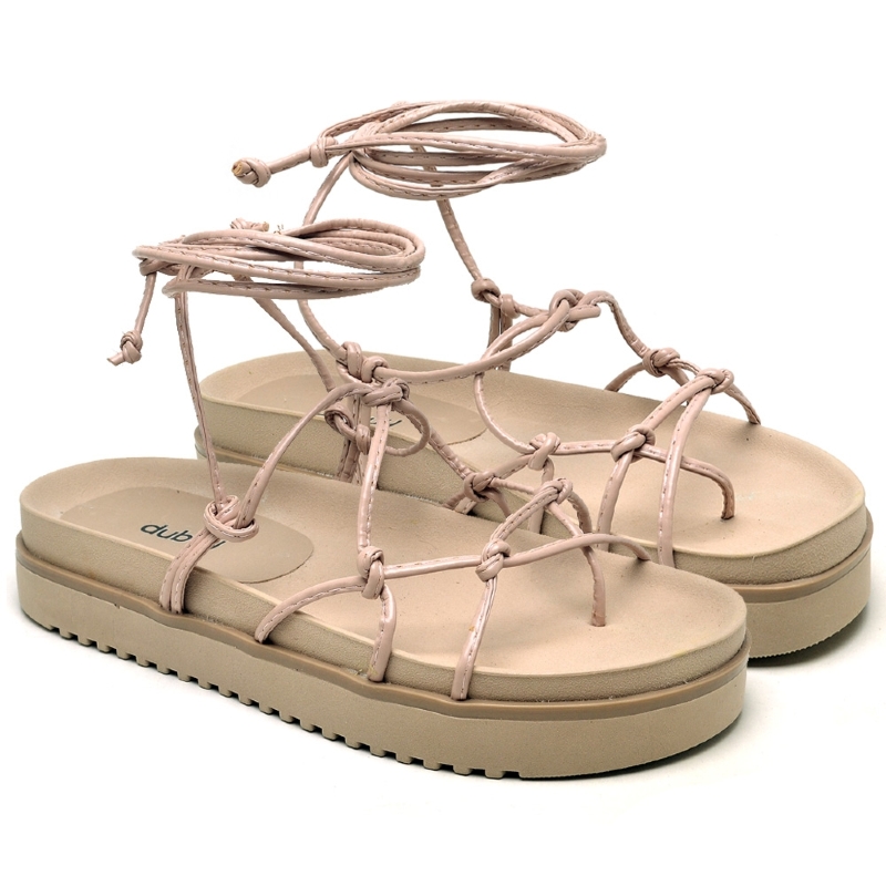 Sandália Papete Flatform de Amarrar Nude "KHALIFA" 2041DB