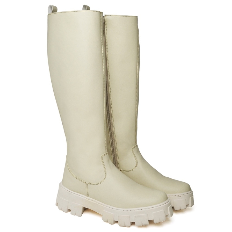 Bota Cano Alto Feminina Off White "GALOCHA" 1806DB