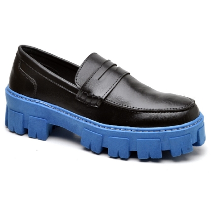 Sapato Mocassim Oxford Feminino Preto com Azul "STILL" 1404DB