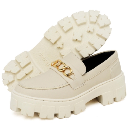 Sapato Mocassim Oxford Feminino Off White "STILL" 1413DB