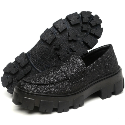 Sapato Mocassim Feminino Glitter Preto "GLOW" 1406DB