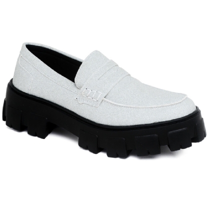 Sapato Mocassim Feminino Glitter Prata "GLOW" 1406DB