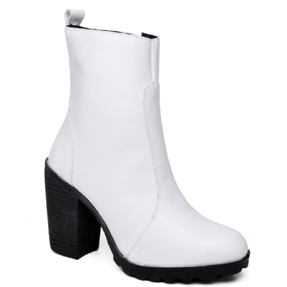 Bota Coturno de Salto Feminino Branco "KATE" 1008DB