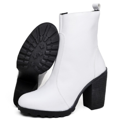 Bota Coturno de Salto Feminino Branco "KATE" 1008DB