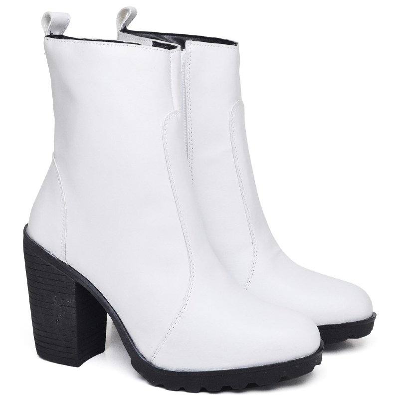 Bota Coturno de Salto Feminino Branco "KATE" 1008DB