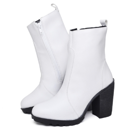 Bota Coturno de Salto Feminino Branco "KATE" 1008DB