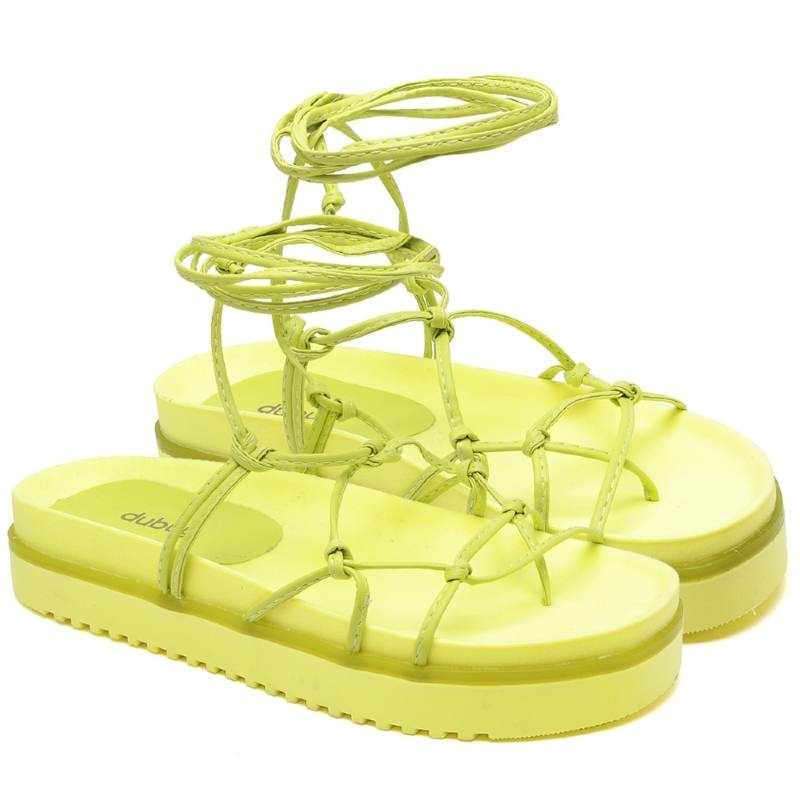 Sandália Papete Flatform de Amarrar Verde Lima "KHALIFA" 2041DB