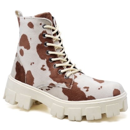 Bota Coturno Feminino Tratorado Estampa Caramelo "COW" 1104DB