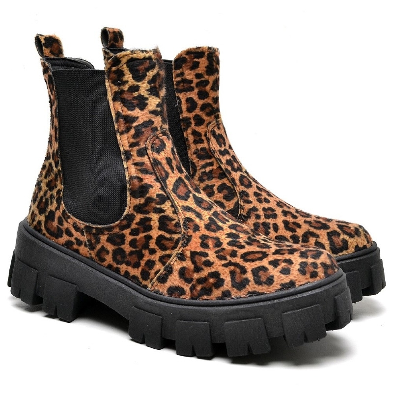 Bota Coturno Feminino Tratorado Animal Print "ARMY" 1504DB