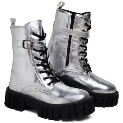Bota Coturno Tratorado Feminino Prata "LOLLA" 1201DB