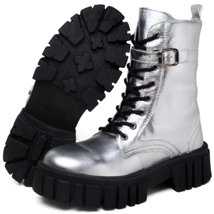 Bota Coturno Tratorado Feminino Prata "LOLLA" 1201DB