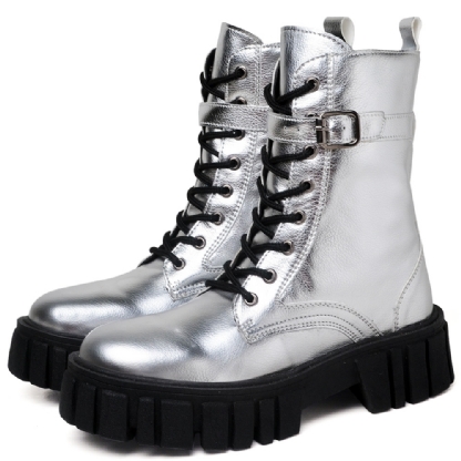 Bota Coturno Tratorado Feminino Prata "LOLLA" 1201DB