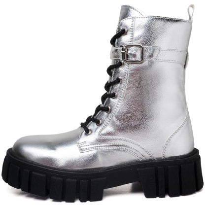 Bota Coturno Tratorado Feminino Prata "LOLLA" 1201DB