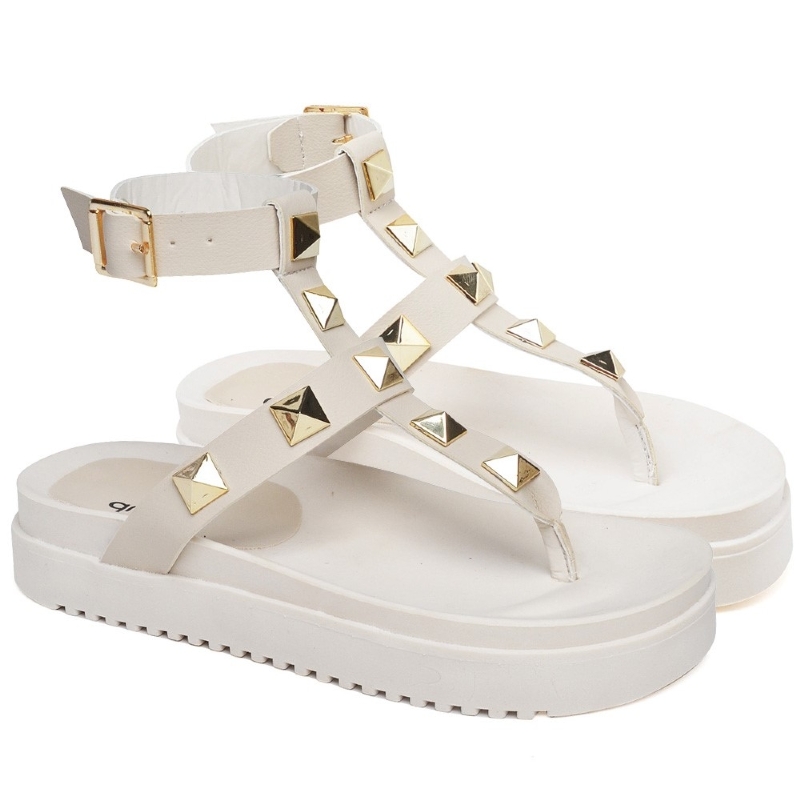 Sandália Plataforma Pirâmide Feminina Off White "ISYS" 2050DB