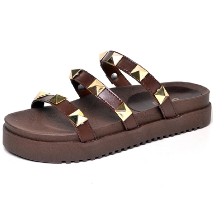 Sandália Plataforma Pirâmide Feminina Chocolate "DAHA" 2051DB