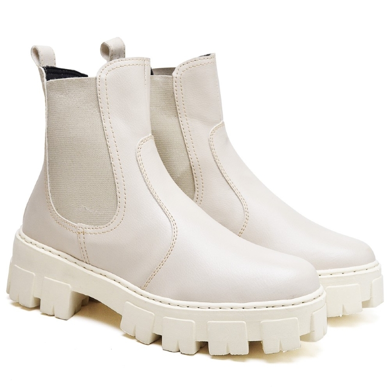 Bota Coturno Feminino Tratorada Off-White "DROP" 1504DB
